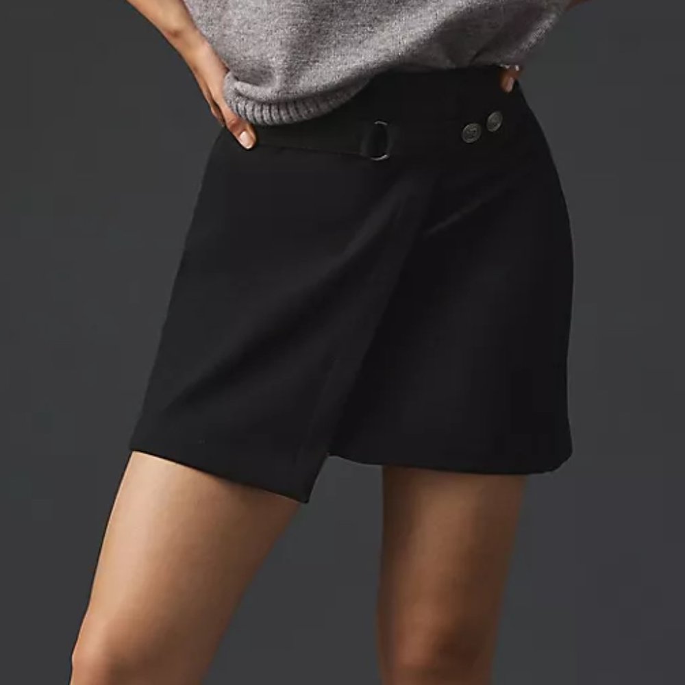 Anthropologie Maeve Mini Wrap Skirt Black - Large